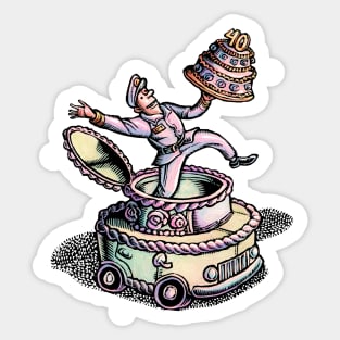 Cake Delivery Man in Cake Car Sticker